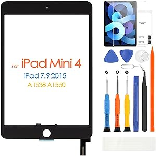 ARSSLY skārienekrāns iPad Mini 4 7.9 2015. gada digitālā pārveidotāja skārienekrāns iPad A1538 A1550 nomaiņas stikls ar instrumentiem (nav melns LCD)