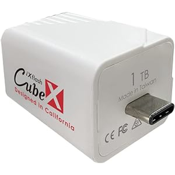 PioData iXflash Cube 1024 GB C tipa USB attēls, automašīnas rezerves fotoattēli un videoklipi iPhone un iPad fotoattēliem, Apple MFi sertifikācija