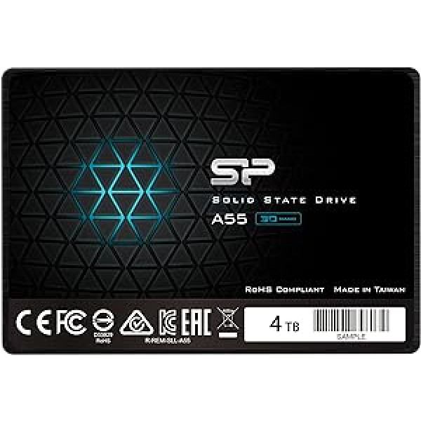 Silicon Power 4TB SSD 3D NAND A55 SLC kešatmiņas veiktspējas palielināšana SATA III 2,5 collu 7 mm (0,28 collas) iekšējais cietvielu diskdzinis (SP004TBSS3A55S25)