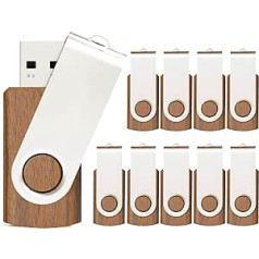 Koka USB zibatmiņa 8 GB TATMOHIK USB Stick 2.0 liela ātruma pakotne, kurā ir 10 USB atmiņas kartes datu krātuve skolai, birojam un mājām, Pendrive ar metāla grozāmu klipsi