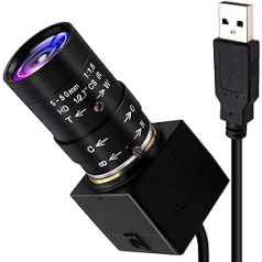 ELP USB kamera 1080P zema apgaismojuma tīmekļa kamera 5–50 mm optiskās tālummaiņas objektīvs ar mainīgu fokusu IMX323 kamera USB saderīga ar Mac/Windows/Android, 2MP Full HD tīmekļa kamera USBFHD06H-SFV (5-50)