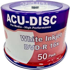 ACU-DISC DVD-R Blanko 16 x 4,7 GB 120 minūšu balts centrmezgls Tintenstrahldrucker — 50 Stück