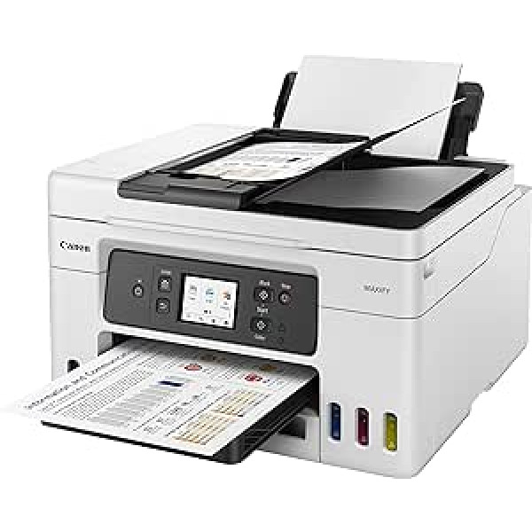 Canon MAXIFY GX4050 MegaTank Multifunkcionsdrucker 4in1 (Tintenstrahl, Druck, Kopie, Scan, Fax, ADF 35 Blatt, WLAN, LAN, Touch LCD, Duplex, niedrige Seitenkosten, hohe Reichweite, gerader Einzug) weiß