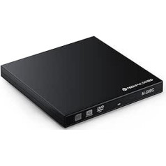 techPulse120 ārējais USB 3.0 DVD CD M-disku rakstītājs Slim SuperDrive DVDRW CDRW ROM datoram galddatoram piezīmjdatoram Ultrabook netbook klēpjdators melns