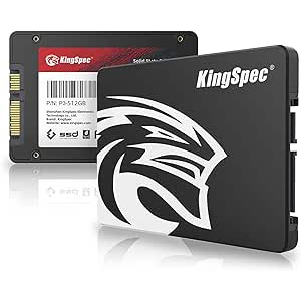 KingSpec 512GB 2,5 collu SATA SSD, SATA 3 iekšējais SSD 3D NAND zibspuldze, saderīgs ar galddatoru/klēpjdatoru/Playstation 3