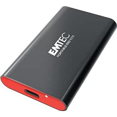 Emtec External SSD X210 Elite 256GB - SSD Interface USB-C 3.2 Gen2 - Backward Compatible with USB 3.2 Gen1 and 2.0 - 3D NAND Flash Technology - USB-C 3.2 Gen2 to USB-A - Includes Black