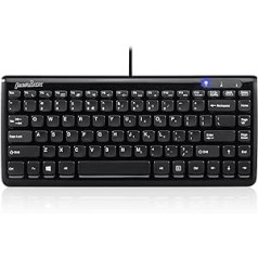 Perixx 10789 PERIBOARD-407B Mini Tastatur, USB, QWERTY US Englishes Layout, Schwarz, 320 x 142 x 25 mm