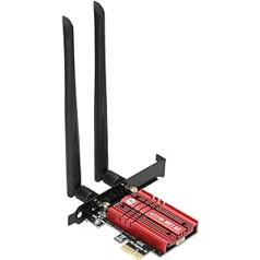 Podazz WiFi 6E AX210S PCIE WLAN karte, Bluetooth 5.2 Intel WLAN tīkla kartes adapteris, līdz 5400 Mb/s, 802.11AX trīsjoslu 2,4 GHz/5 GHz/6 GHz antena datora darbvirsmai Atbalsta Windows 10/11 64 bitu