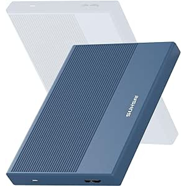 SUHSAI ārējais cietais disks 1 TB ārējā cietā diska dublēšanas disks USB 3.0 liela ātruma datu pārsūtīšanas cietais disks, kas saderīgs ar Mac klēpjdatora galda spēļu konsoli (zils)