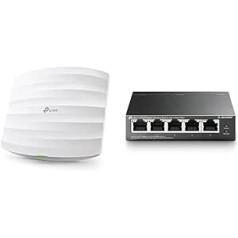 TP-Link EAP245 AC1750 WLAN piekļuves punkts un TP-Link TL-SG1005P 5 portu Gigabit PoE slēdzis ar 4 PoE+ portiem