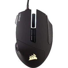 CORSAIR SCIMITAR RGB ELITE vadu MOBA/MMO spēļu pele — 18 000 DPI — 17 programmējamas pogas — iCUE savietojams — PC, Mac, PS5, PS4, Xbox — melna