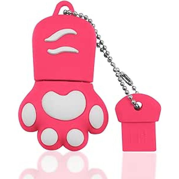 USB Flash Drive 64GB Pendrive USB 2.0 64GB Mini Cartoon Memory Stick Cute Cat Paw Shape USB Pen Drive for PC Laptop etc (Pink)