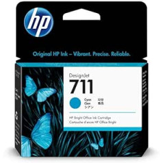 HP 711 Cyan 29 ml Original Druckerpatrone (CZ130A) ar oriģinālo HP Tinte, für DesignJet T120, T125, T130, T520, T525, T530 Großformatdrucker sowie den HP 711 DesignJet Druckkopf