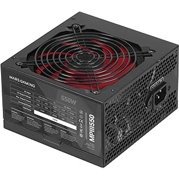 Mars Gaming MPIII550, PC ATX 550W Power Supply, Silent AI-RPM Technology, 85% Efficiency, Black