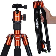 Rollei C5i compact lightweight all-round photo tripod made of aluminium with ball head and tripod bag, can be used as tripod, mini tripod, macro tripod and monopod, Arca Swiss compatible, black