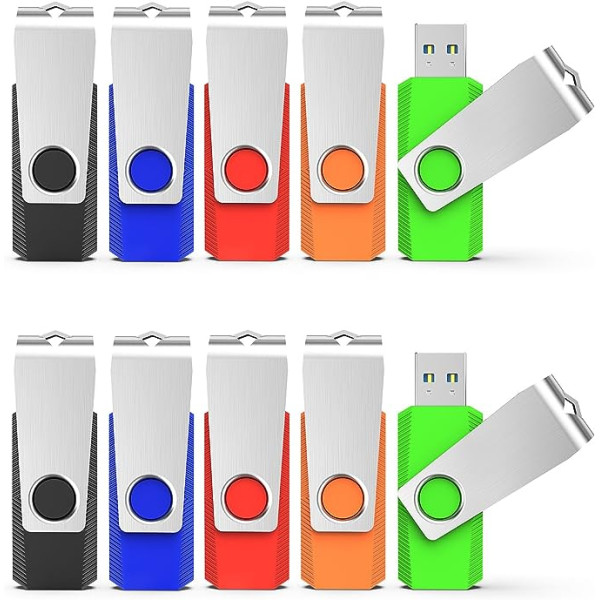 64 GB USB Stick Pack of 10 KEXIN Memory Stick USB 3.0 64 GB USB 3.0 Stick High Speed Flash Drive USB Flash Drive for Laptop/PC (Multicoloured, USB 3.0 Stick 64G)