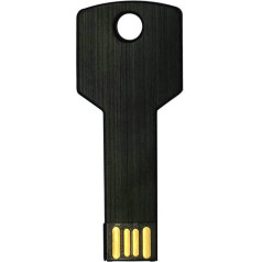 Ellenne Pendrive USB metāla atslēga 32 64 GB 128 GB atslēgu piekariņš āra krātuve, ūdensizturīgs datora klēpjdators piezīmjdators A002 (128 GB, melns)