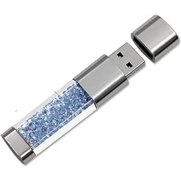 FeliSun Kristall USB-Flash-Laufwerk USB 3.0 Flash Drive Speicherstick USB Externer Speicher Data Datenspeicher USB Sticks Für Geburtstagsgeschenke Hochzeitsgeschenke(64GB,Azure)