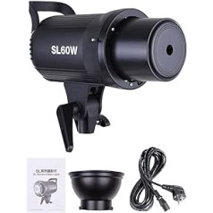 Godox SL-60W 5600K 60W lieljaudas LED video gaismas bezvadu tālvadības pults ar Bowens stiprinājumu fotostudijas fotografēšanai video ierakstīšanai baltā versija