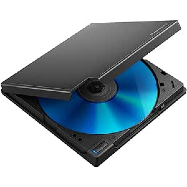 Pioneer BDR-XD08TB USB 3.2 Gen1 (USB Type-C) / 2.0 ārējais Blu-ray disks, plāns pārnēsājams BD/DVD/CD rakstītājs