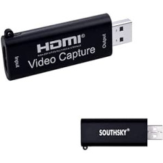 SOUTHSKY HDMI Video Recording, Output 1080p 60fps, HDMI to USB 2.0, Video Audio Capture, Mini Size, Portable, Metal Housing, 4K, for OBS, VLC, Amcap, Most Acquisition Software