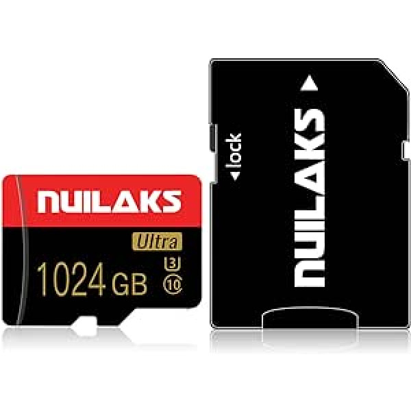 1 TB micro SD karte ar adapteri, 10 klases ātrgaitas kartes atmiņas karte Android viedtālruņa digitālajai kamerai planšetdatoram un pārnēsājamām spēļu ierīcēm (1 TB)