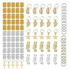 Womelf 100pcs DIY Star Golden Hair Rings Sets for schwarze Frauen Mikrohaarringgeflecht Schmuck Spiral Metall Mikrolinkrohr Charms