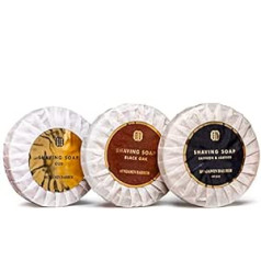 Benjamin Barber Shaving Soap Kit - Straight Soap that is Easily Soldered in Male Fragrances Oud, Black Oak and Saffron & Leather