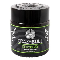 Crazybull Стайлер для волос Crazy Bull Clay Play, глина для волос средней фиксации, слабый блеск, полуматовый финиш, придает форму и текстурирует, аромат 