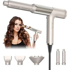 Ukliss Air Styler 5-in-1 matu veidotājs, matu veidotāju komplekts ar 110 000 apgr./min jonu matu žāvētāju, 2 x Air Curling Iron Wrap, matu žāvētājs ar difuzoru, 2 x magnētiskās sprauslas, 5-in-1 matu veidotājs mājām, ceļojumi