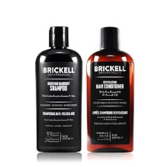 Brickell Men's Products Brickell vīriešu ikdienas atslodzes matu kopšanas programma, blaugznu šampūnu un kondicionieru komplekts vīriešiem, dabīgs un organisks, aromātisks