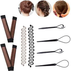 Legerm Magic Hair Bun veidotāja komplekts, 2 gabali Magic Hair Clip Twist matu pinumu komplekts, 2 pāri Topsy Tail Loop matu komplekts, zirgastes veidotājs, 2 gabali donut matu bulciņas rīks