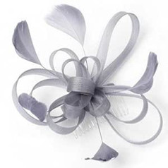 Topkids Accessories Topkids aksesuāri Fascinator Hair Clip Matu ķemme Fascinator Kāzu matu sprādzes Kāzu Fascinator Royal Ascot Fascinator uz caurspīdīgas ķemmes sievietēm, meitenēm (sudraba)