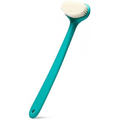 Greenrain Upgraded Bath Body Brush with Comfortable Bristles, Long Handle, Gentle Exfoliation, Improve Skin Health and Beauty, Wet or Dry Brushing, Back Scrubber for Shower (Green)