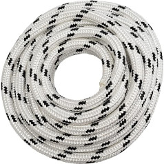 AERZETIX - C65765-10 m diameter 20 mm - Polyester silk cord/rope - Safety protection hiking attachment rescue actions camping climbing inside outside - Colour: white/black