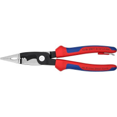 Knipex Elektro-Installationszange schwarz atramentiert, mit Mehrkomponenten-Hüllen, mit Befestigungsöse zum Anbringen einer Absturzsicherung 200 mm (SB-Karte/Blister) 13 82 200 T BK