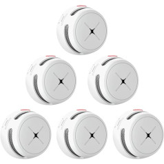 AEGISLINK S500 Smoke Alarm Set of 6 10 Year Battery Mini Photoelectric Fire Alarm with Test / Mute Button, Low Battery Warning