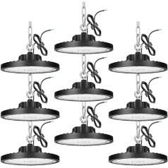 200 W indoor spotlight (9 pieces), UFO 20000 LM workshop lamp, 6500 K IP65 industrial lamp, high bay lamp for garage lamp, warehouses, factories, construction centres, barns