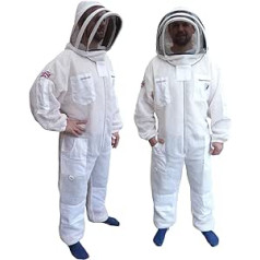 AGS Bee Suit 3 Layer Ultra Ventilated White Beekeeping Suit Ultra Protection Wasp Suit XL