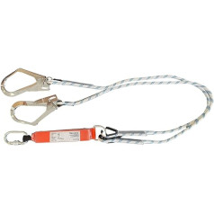2m line with energy absorber and two scaffolding hooks. Conforms to EN355.