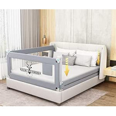 Bērnu gultiņas sliede, īpaši gara šūpojoša bērnu gultiņas sliede, saliekama drošības gultas sliede ar Dearem rakstu, bērnu drošības vārti divvietīgai gultai, karaļa izmēra (1 puse 150 cm L)