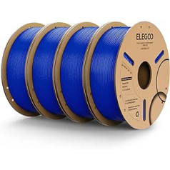 ELEGOO PLA kvēldiegs 1,75 mm, 3D printera kvēldiegs PLA izmēru precizitāte +/- 0,02 mm, saderīgs ar FDM printeri, 4 kg (1 kg/spole), zils