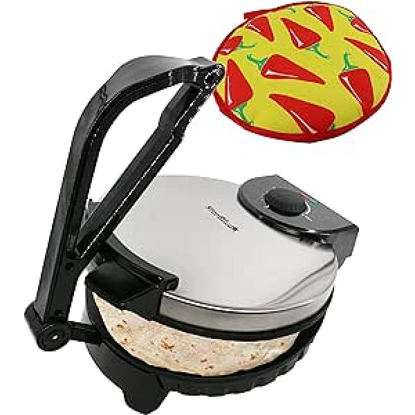 25 cm Roti Maker no StarBlue ar bezmaksas krepu sildītāju — elektriskā mašīna Chapati, Tortilla, Flatbread AC 220-240V 50/60Hz 1200W, Apvienotās Karalistes spraudnis, iekļauts adapteris Eiropā