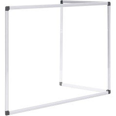 Bi-Office Duo stikla dēlis, sadalītājs, aizsargs pret šļakatām, stikls, divi paneļi, otrā paneļa leņķi var regulēt, kā vēlaties, ar sudraba alumīnija rāmi, 120 x 90 cm (1 panelis) un 60 x 90 cm (2 paneļi) )