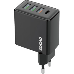 Dudao Ātrs sienas lādētājs 3x USB + 1x USB-C 20W PD QC 3.0 melns
