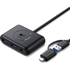 Адаптер-разветвитель HUB 4in1 USB-A/C на 4x USB 3.0 5 Гбит/с, 1 м, черный