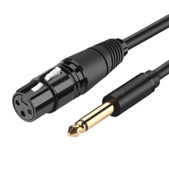 Adaptera audio kabelis mikrofonam XLR sievišķīga - 6,35 mm ligzda vīrišķais 2m melns