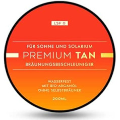 Globalio Premium Tanning Accelerator SPF 0, 200 ml - Ar organisko argana eļļu, ūdensizturīgs, bez parabēniem, bez cietsirdības - iedeguma krēms bez pašiedeguma - efektīvs saulē un solārijā