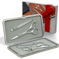 Suvorna Beard Moustache Set with Beard and Moustache Scissors, Eyebrow Tweezers, Tweezers Ingrown Hair as Nose Ear Hair Trimmer, Scissors with Rounded Tip for Women Nose Hair Trimmer