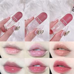 1/3 pieces natural lip plumper and lip care serum set, moisturising clear lip gloss, lip balm, lip enhancer lip gloss for beautiful, fuller, softer lips, 4 ml